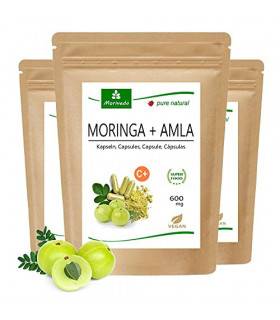 MoriVeda® - Moringa+Amla Kapseln - Moringa Oleifera Premium Blattpulver und Amla (Amalaki) Fruchtpulver, vegan (1x120 Stück)
