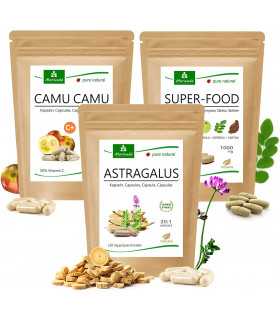 MoriVeda® Immunsystem Produktpaket | Superfood Tabletten, Astragalus Kapseln, Camu Camu Kapseln