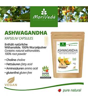 MoriVeda® Ashwagandha Kapseln, 100 % vegan, natürlich (360 Stück)