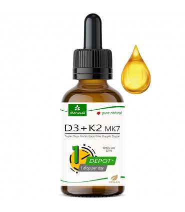 Moriveda® 100% pflanzliche Vitamin D3 K2 Tropfen 50 ml I D3 (1000 I.E) + K2 MK7 All-Trans (20µg) I ca. 1.700 Tropfen