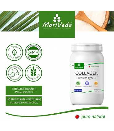MoriVeda® Biocell Collagen® Typ-II Express Kapseln mit Hyaloronsäure, Vitamin-C, Mangan (2x60 Kapseln)