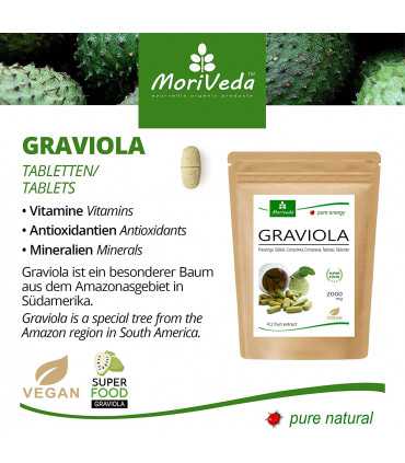 MoriVeda® - Graviola Presslinge I Vegan I Frucht Extrakt I 120 Stück