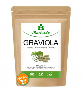 MoriVeda® Graviola Frucht-Extrakt Kapseln – 100% natürlich | Vitamine & Antioxidantien I Vegan & Glutenfrei - 120 Stk.