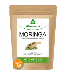 Moringa 120 Kapseln 600mg - Oleifera Rohkost Qualität von MoriVeda (1x120)