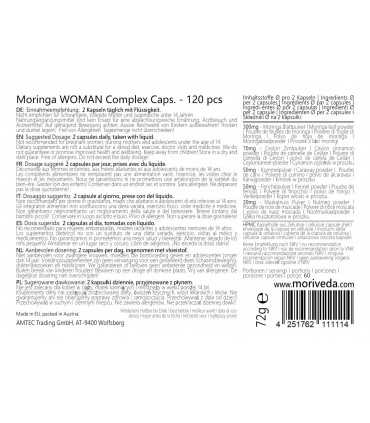 MoriVeda® Moringa Woman Kapseln - Moringa, Zimt, Kümmel, Fenchel, Muskatnuss (3x120 Kaps)
