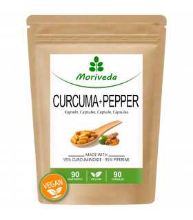 MoriVeda® Curcuma + Pfeffer Extrakt Kapseln (6 Monatspackung)