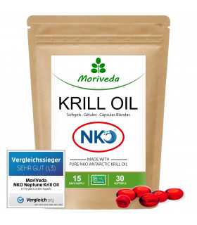 MoriVeda® NKO® Krillöl 30 Softgel Kapseln - Testsieger Original - Omega 3,6,9 Astaxanthin (1x30)