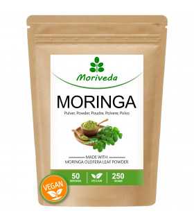 Moringa Blattpulver 250 g, Oleifera PREMIUM PLUS zertifizierte Rohkost 1 (1x250g Pulver)