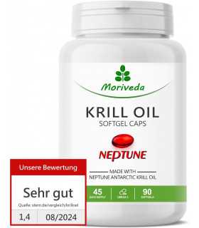 Krill Öl 90 Kapseln mit NEPTUNE Premium Krillöl Omega 3,6,9 und Astaxanthin Höchstwerte (1x90)