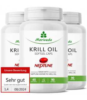 Krill Öl 270 Kapseln mit NEPTUNE Premium Krillöl Omega 3,6,9 und Astaxanthin Höchstwerte (3x90)