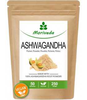 Ashwagandha Pulver 250g - Schlafbeere, Winterkirsche, Withania Somnifera - Wurzelpulver von Moriveda (1x250g)